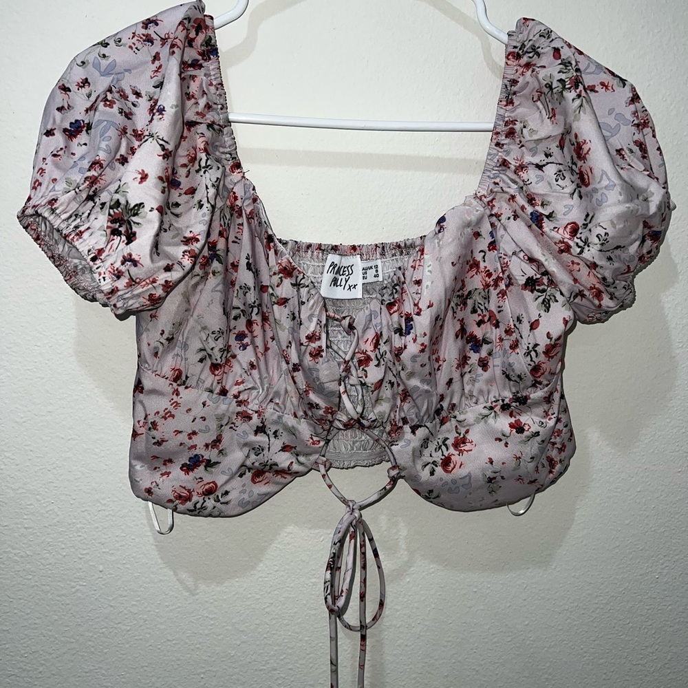Princess Polly Floral Puff Sleeve Crop Top